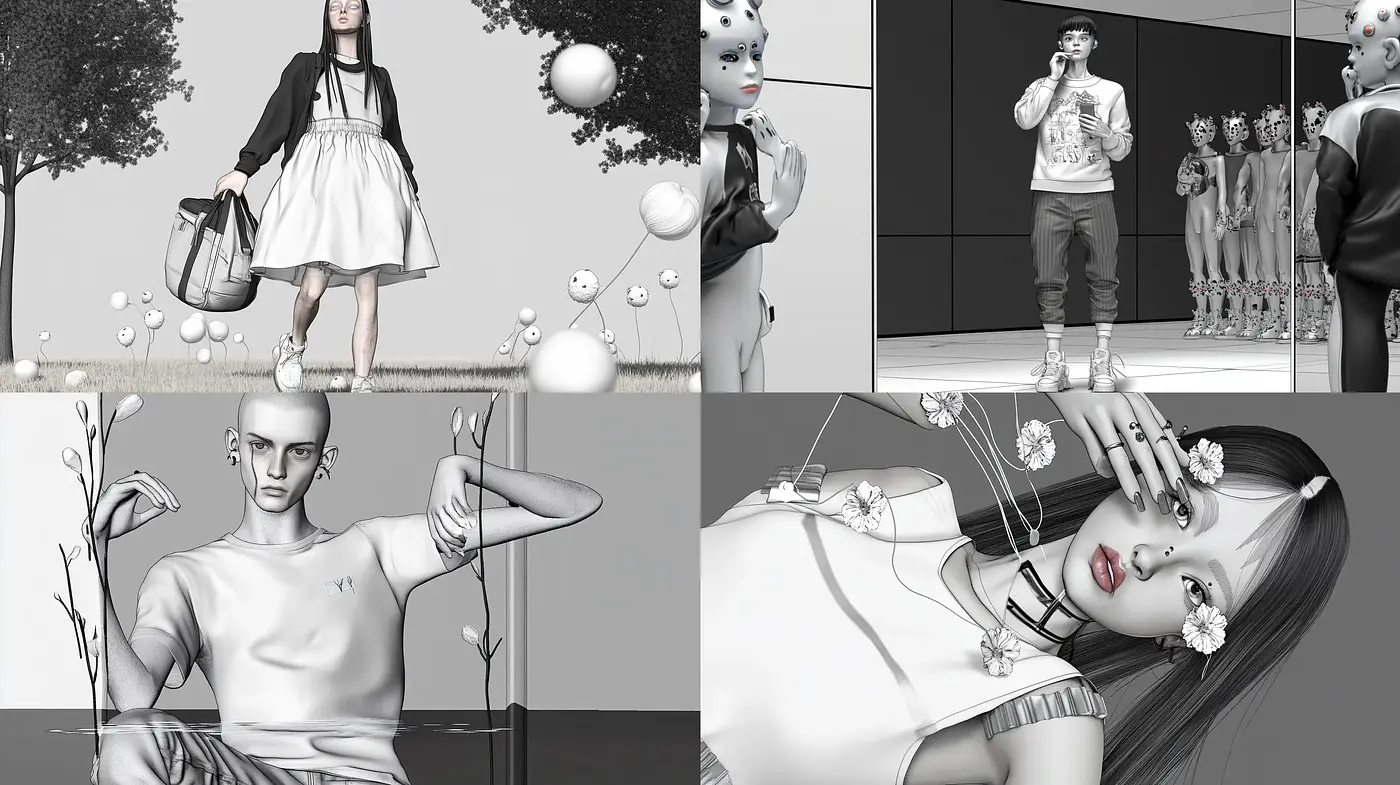 Monochromatic Surrealistic Dreams Encapsulating Ethereal Tranquility - Midjourney sref style