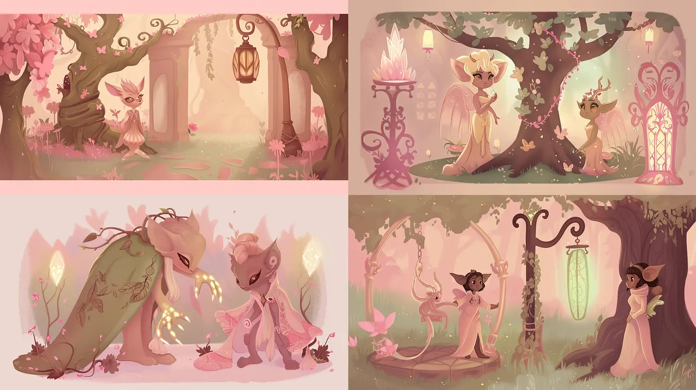 Enchanted Pastel Woodland: A Serene and Whimsical Journey in Art - Midjourney sref style