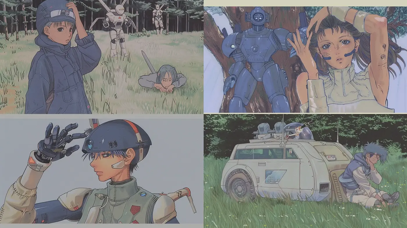 Futuristic Nostalgia in Tranquil Earth Tones - Midjourney sref style