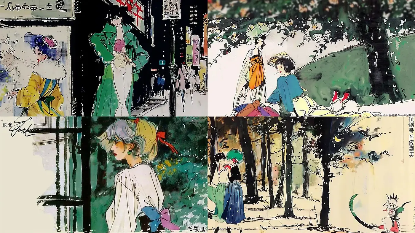 Dynamic Vivid Illustrations with Subtle Nostalgia and Nature Themes - Midjourney sref style