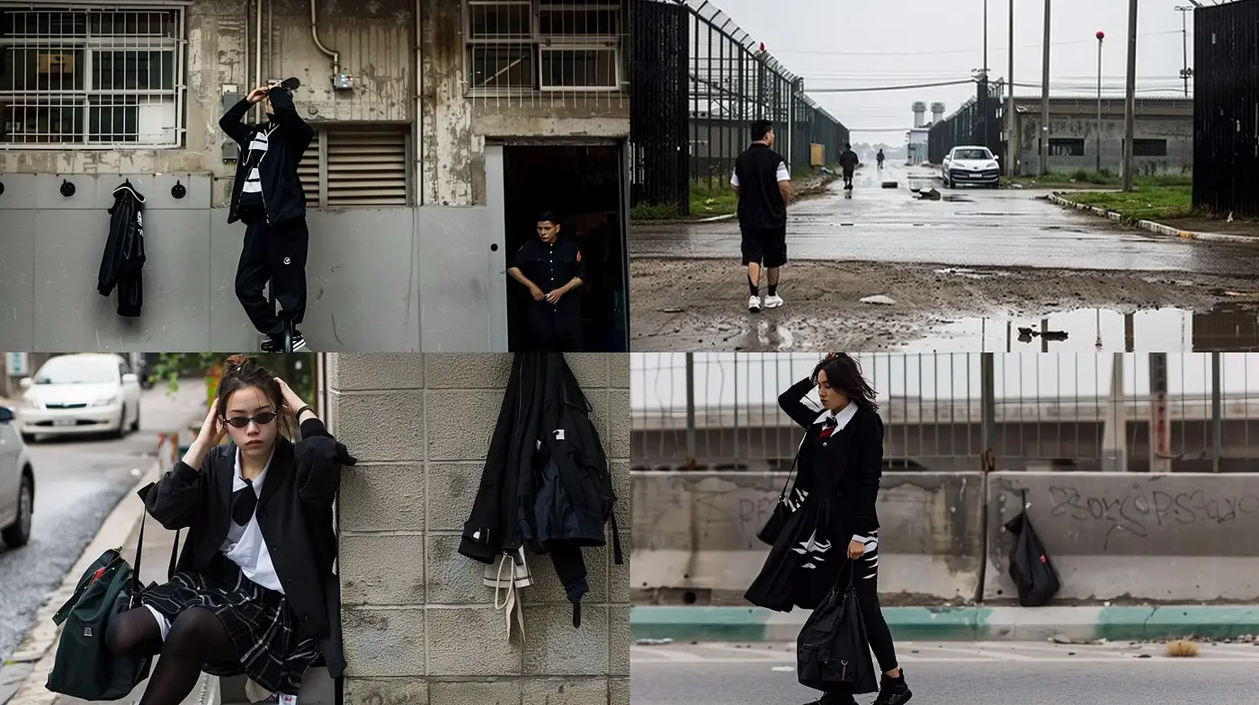 Moody Urban Cinematic Photography with Desaturated Colors - Midjourney sref style