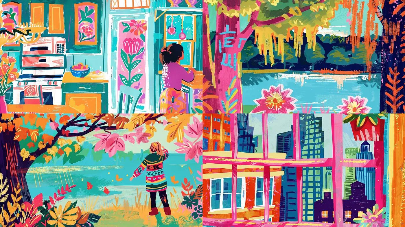 Vibrant Expressive Brushwork: A Harmonious Fusion of Vivid Colors and Textured Illustration - Midjourney sref style