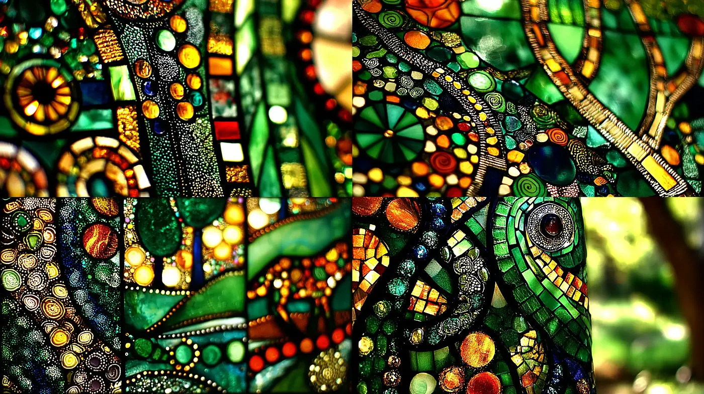 Luminous Mosaic Art Inspired by Nature - Midjourney sref style