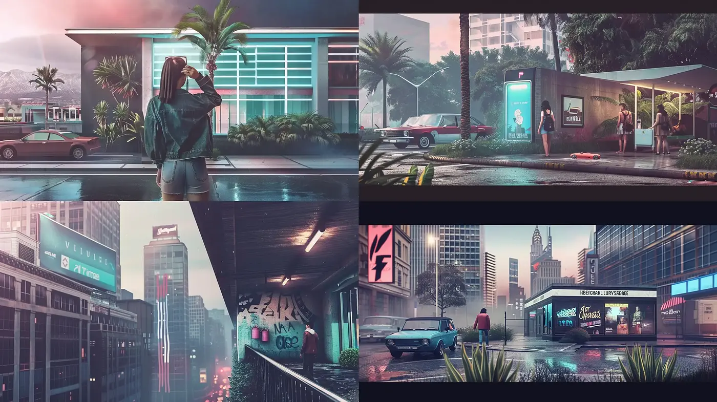Synthetic Nostalgia: A Neo-Noir Cyberpunk Dreamscape - Midjourney sref style