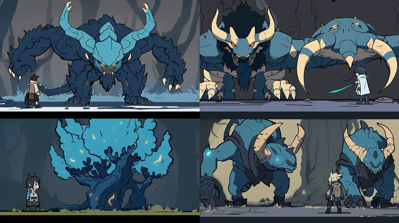 Stylized Mythological Encounter with Muted Tones - Midjourney sref style
