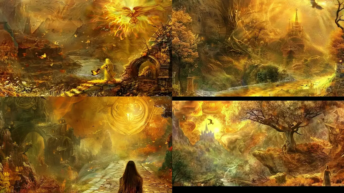 Enchanted Autumnal Fantascape: A Surreal Fusion of Magic and Nature - Midjourney sref style