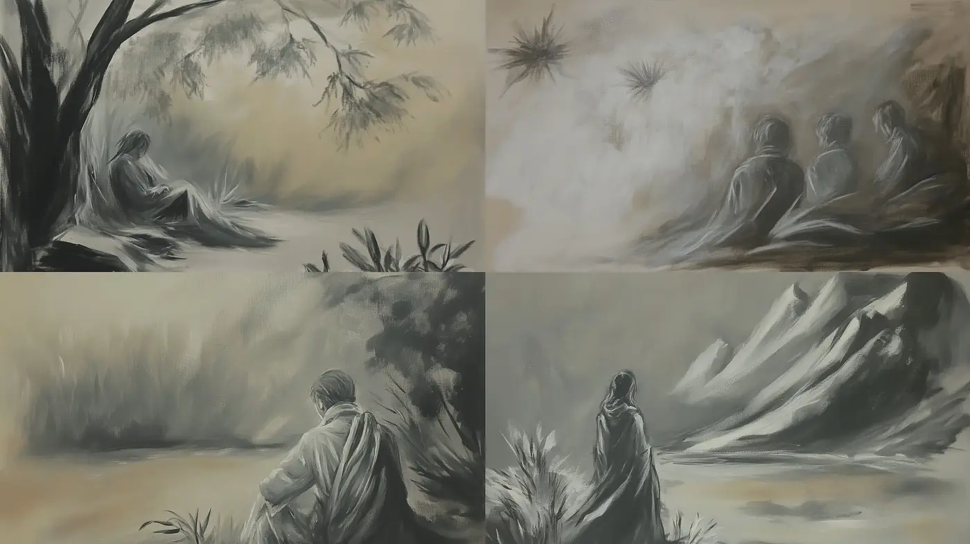 Ethereal Monochrome Landscapes with a Timeless Quality - Midjourney sref style
