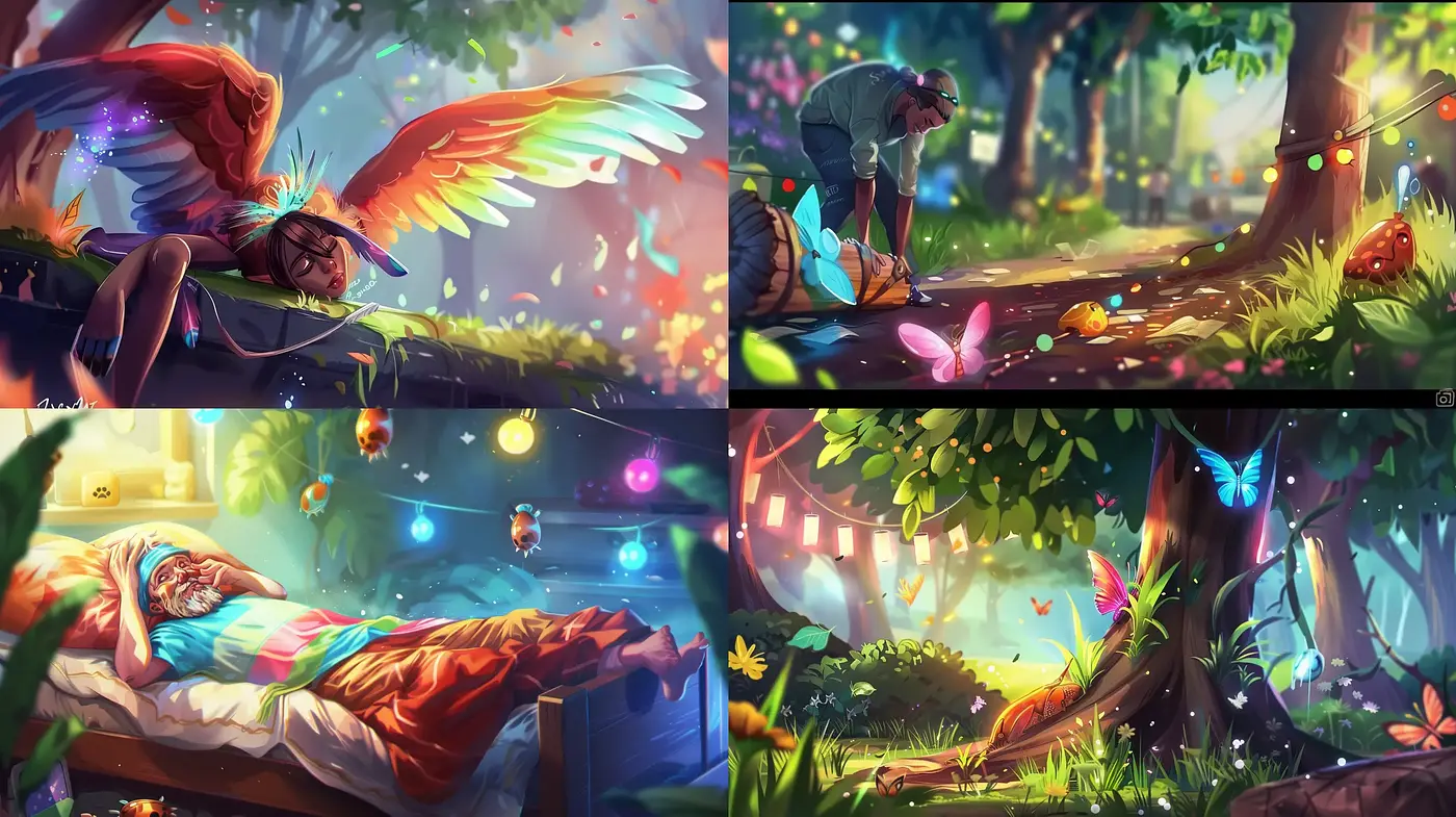 Ethereal Dreamscapes: A Whimsical Fusion of Vivid Colors and Fantasy - Midjourney sref style
