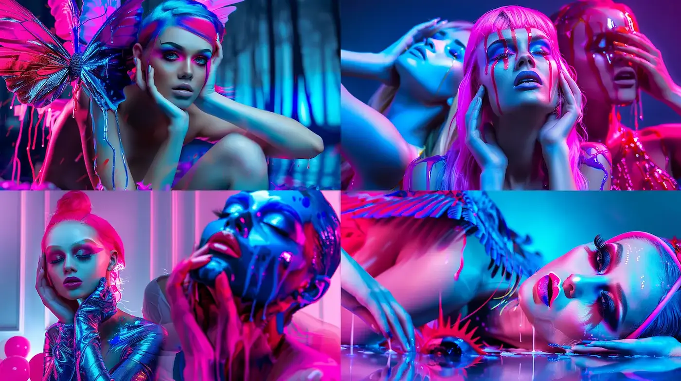 Vibrant and Surreal Expressive Portraits with Futuristic Elements - Midjourney sref style