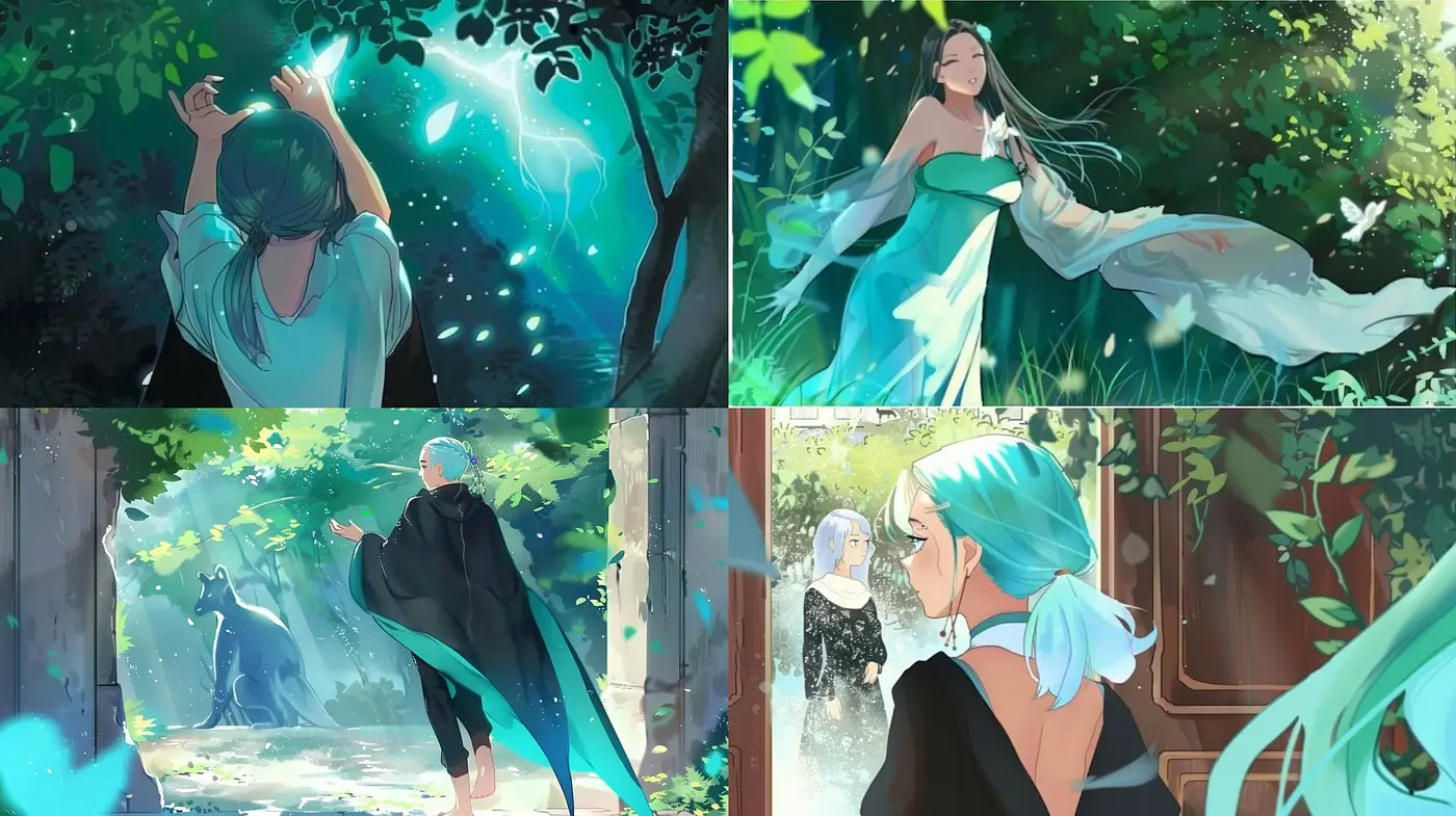 Enchanted Forest Whispers: A Homage to Ethereal Anime and Watercolor Serenity - Midjourney sref style