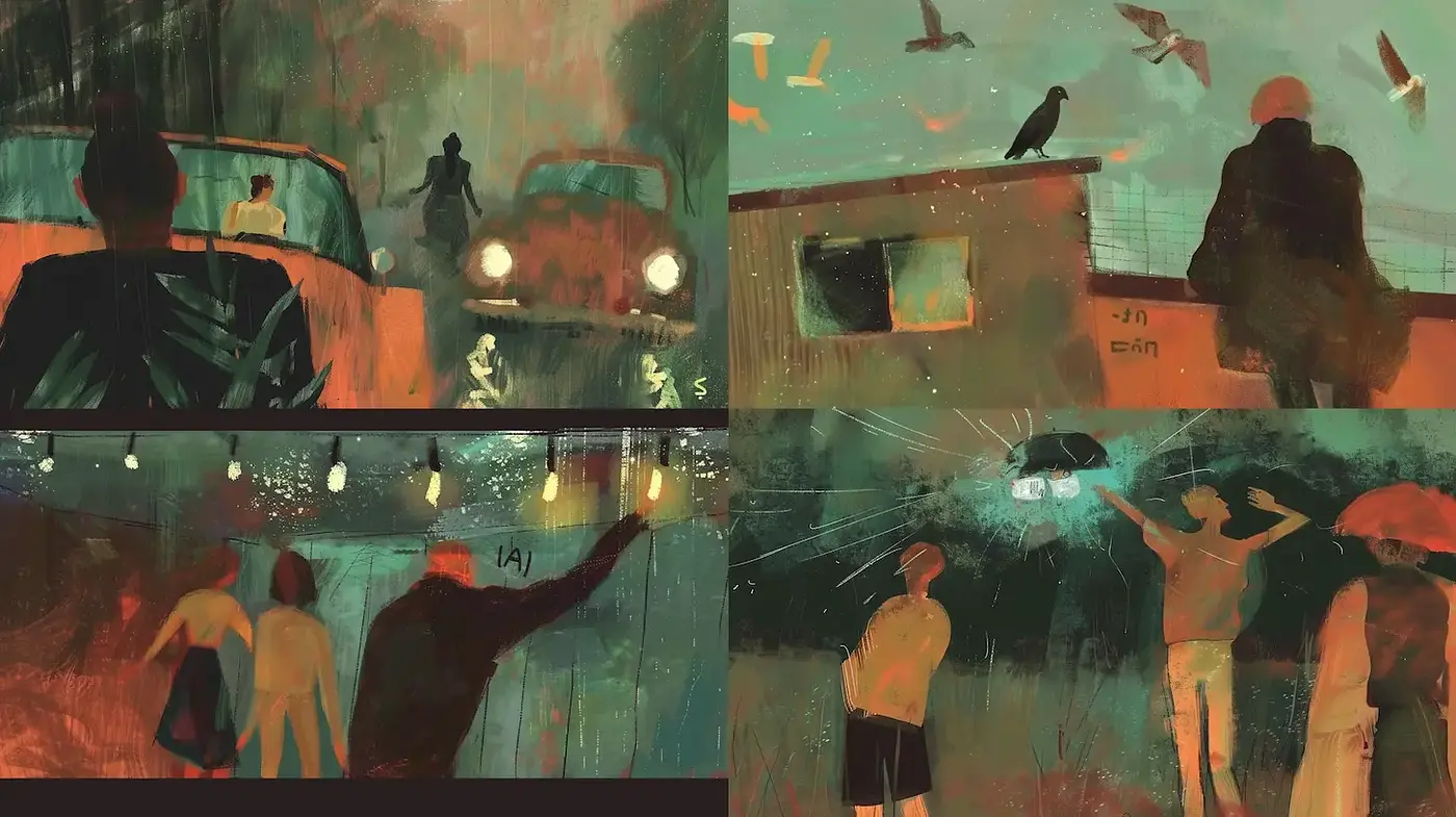 Emotive Expressionism with a Retro Vibe and Atmospheric Elements - Midjourney sref style