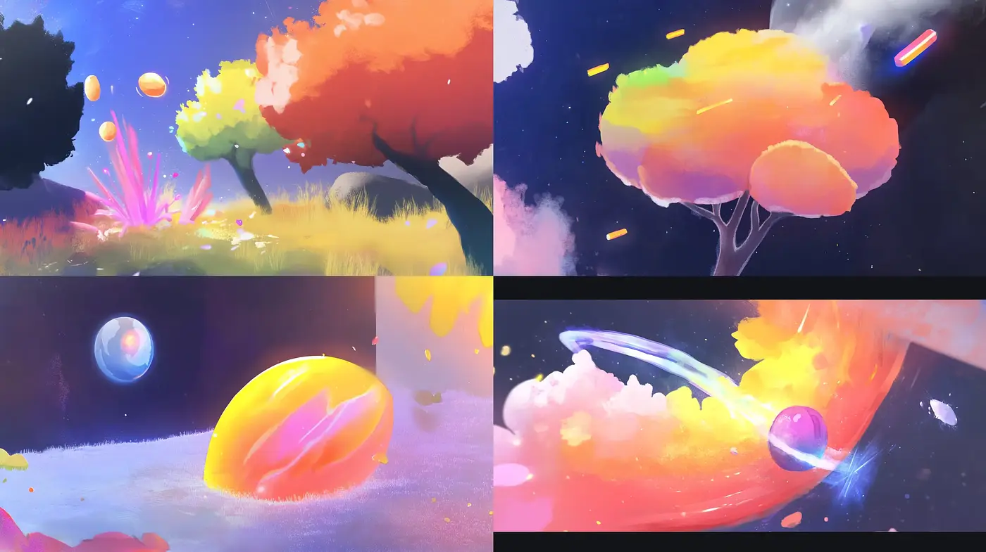 Ethereal Dreamscape Fusion: A Synthesis of Vivid Colors and Dreamy Atmospheres - Midjourney sref style