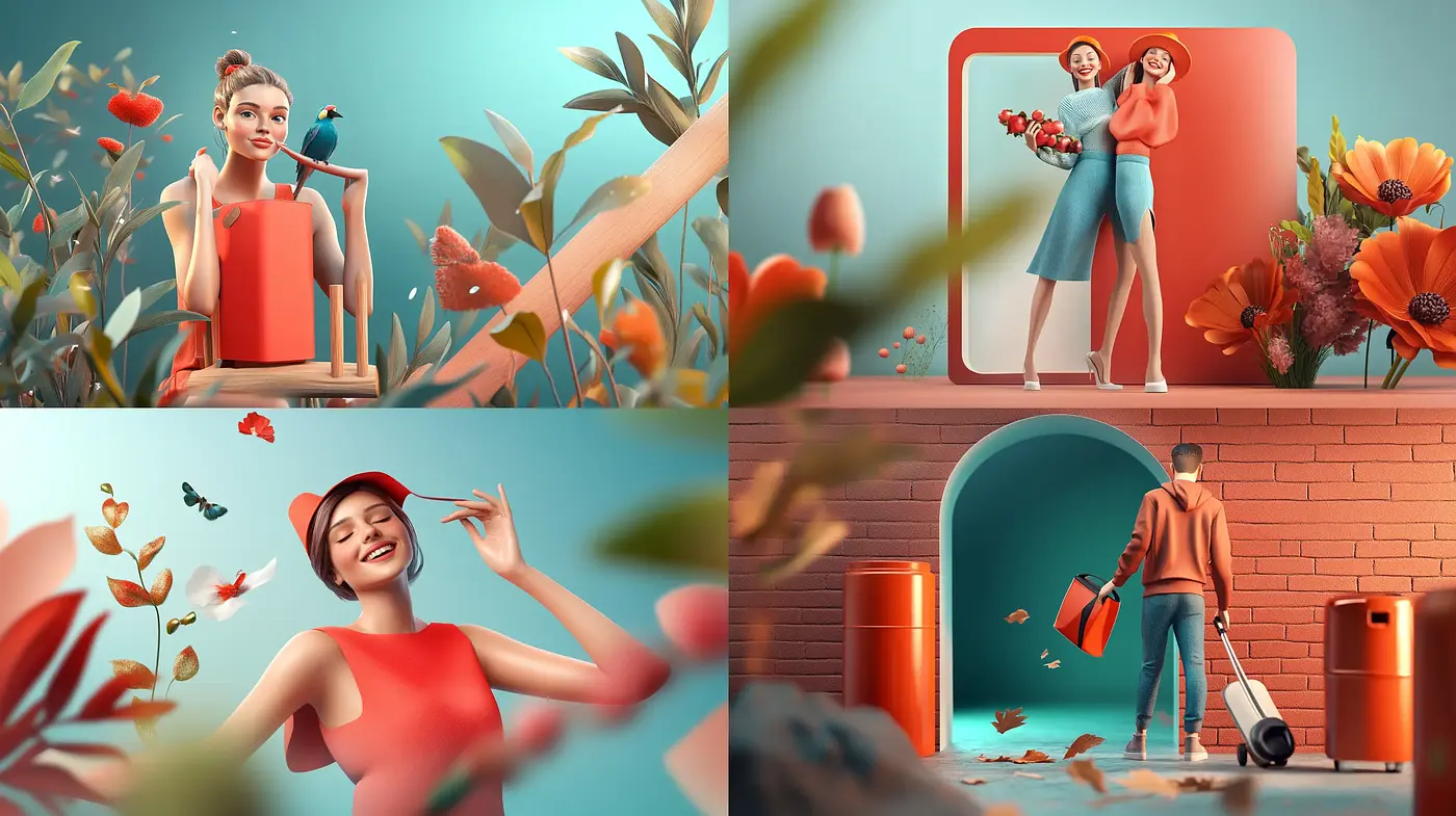 Whimsical Coral Dreamscapes with Harmonized Pastel Tones - Midjourney sref style