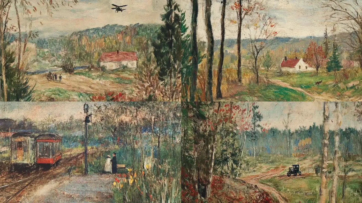Idyllic Rustic Scenes with a Post-Impressionistic Essence - Midjourney sref style
