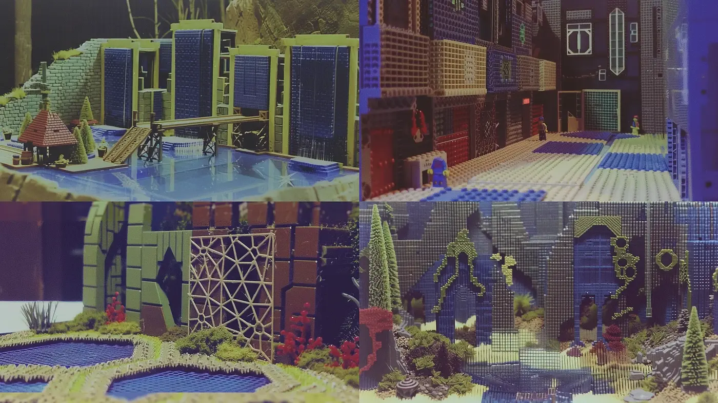 Pixelated Dreamscapes: A Mosaic of Virtual Serenity - Midjourney sref style