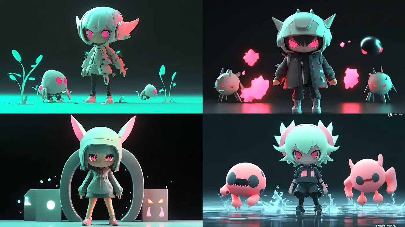 Neon-Tinged Fantasy with Glossy Anime Influences - Midjourney sref style