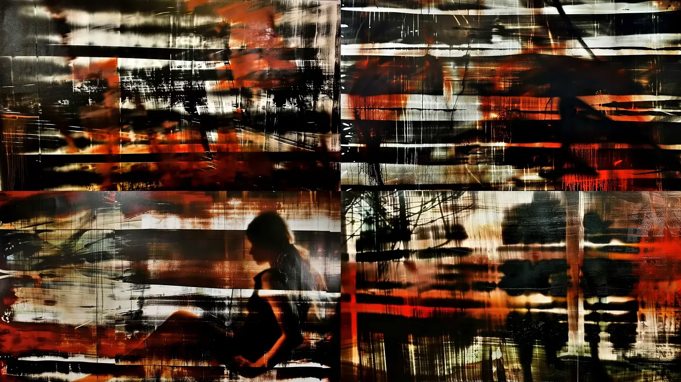 Abstract Brushwork Harmony in Fiery Tones - Midjourney sref style