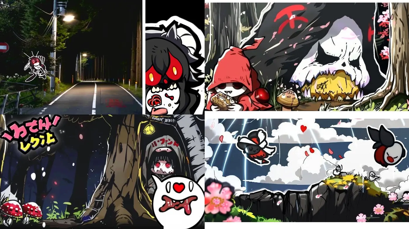 Surreal Contrast in Stylized Nature: A Homage to Vibrant Anime Tones and Bold Outlines - Midjourney sref style