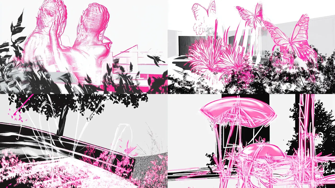 Abstract Botanical Neon Impressions - Midjourney sref style