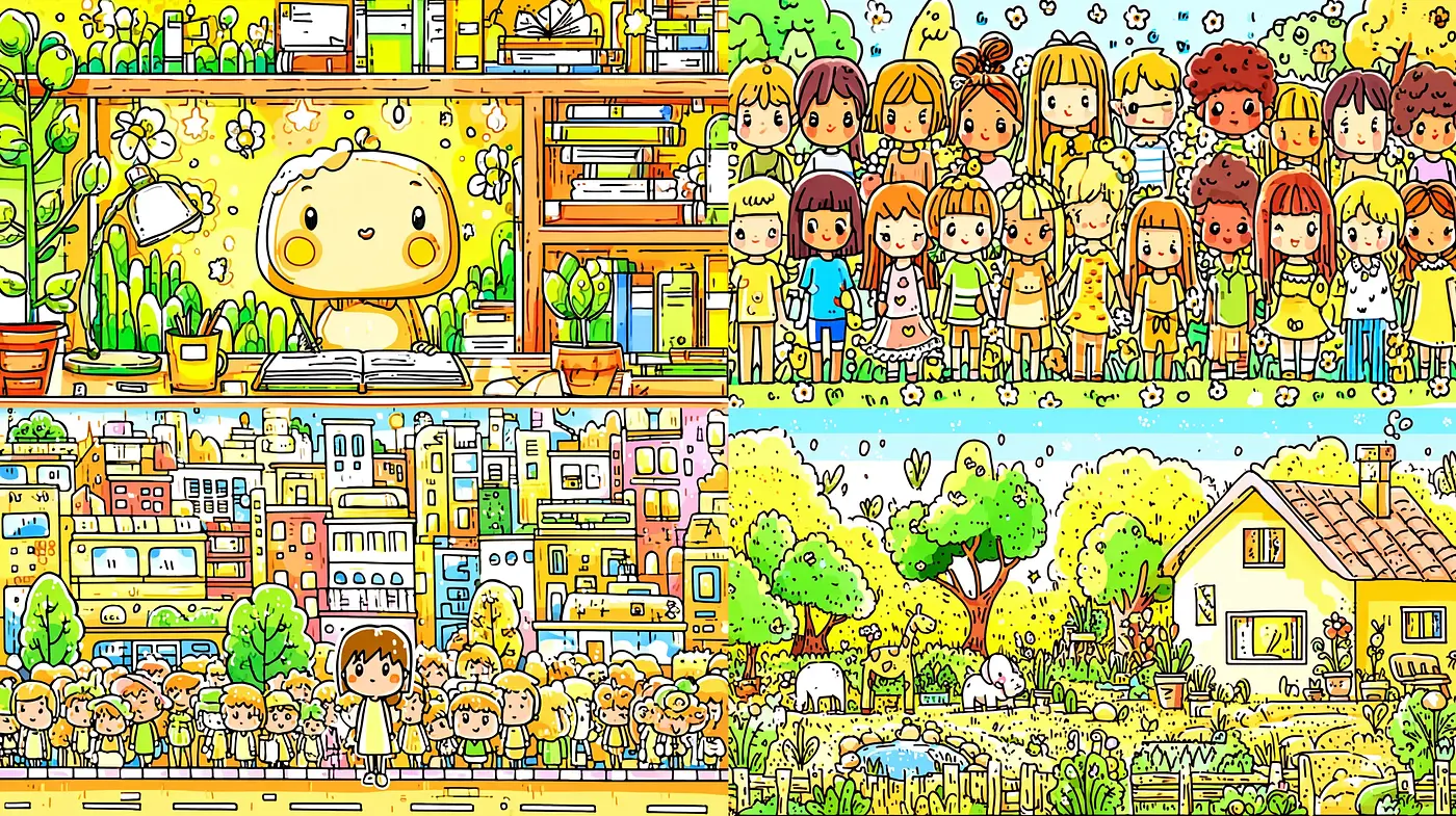 Whimsical Illustrative Style with a Cheerful and Playful Vibe - Midjourney sref style
