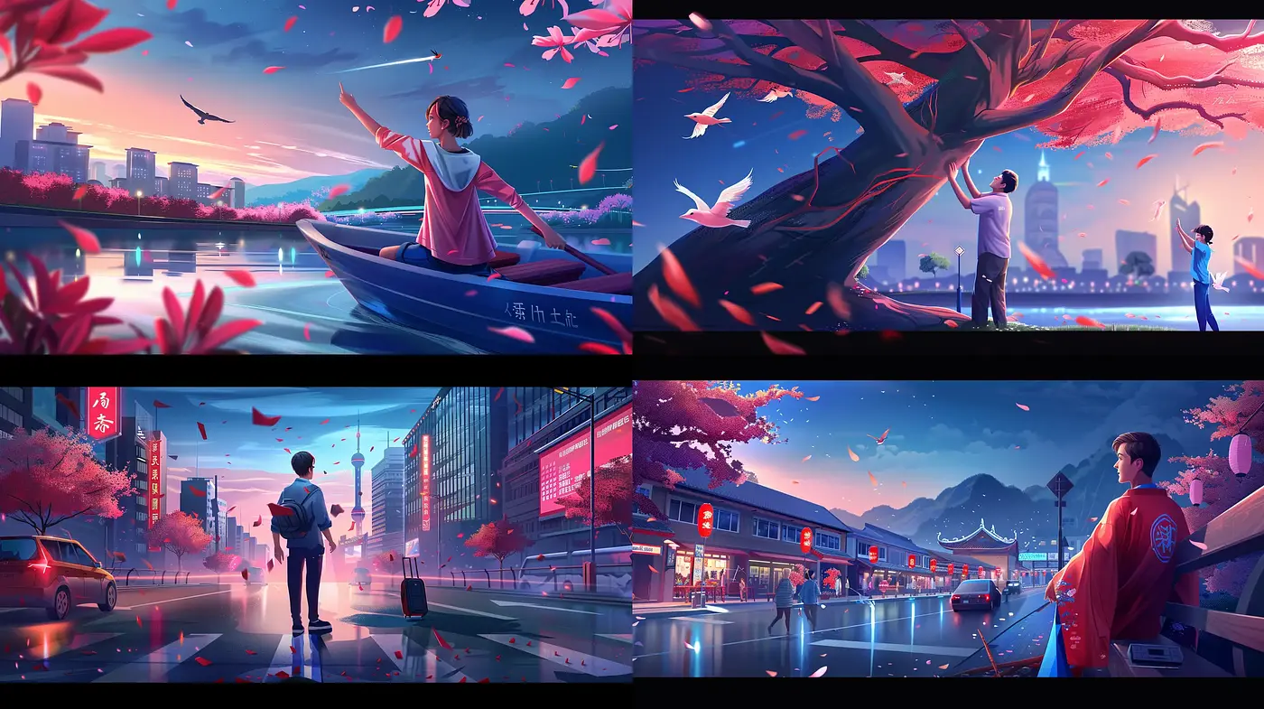 Twilight Euphoria in Stylized Metropolitan Dreamscape - Midjourney sref style