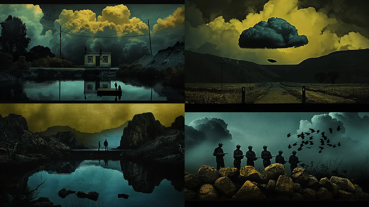 Ethereal Dusk: A Homage to Surreal Cinematography and Chiaroscuro - Midjourney sref style