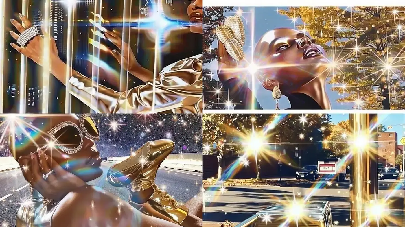Stylized Glamour with Radiant Highlights and Contemporary Vibe - Midjourney sref style