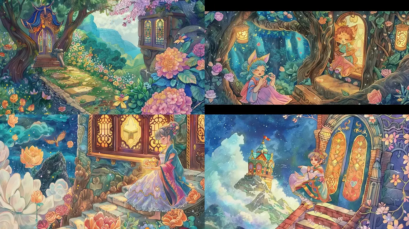 Enchanted Storybook Whimsy: A Fusion of Magical Realism and Fantasy Artistry - Midjourney sref style