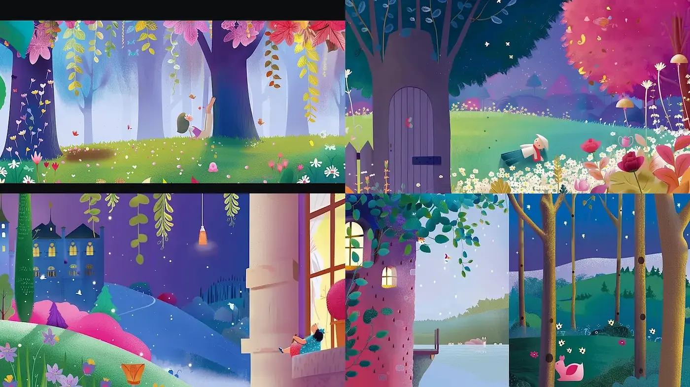 Enchanting Whimsy in Nature-inspired Illustrations - Midjourney sref style