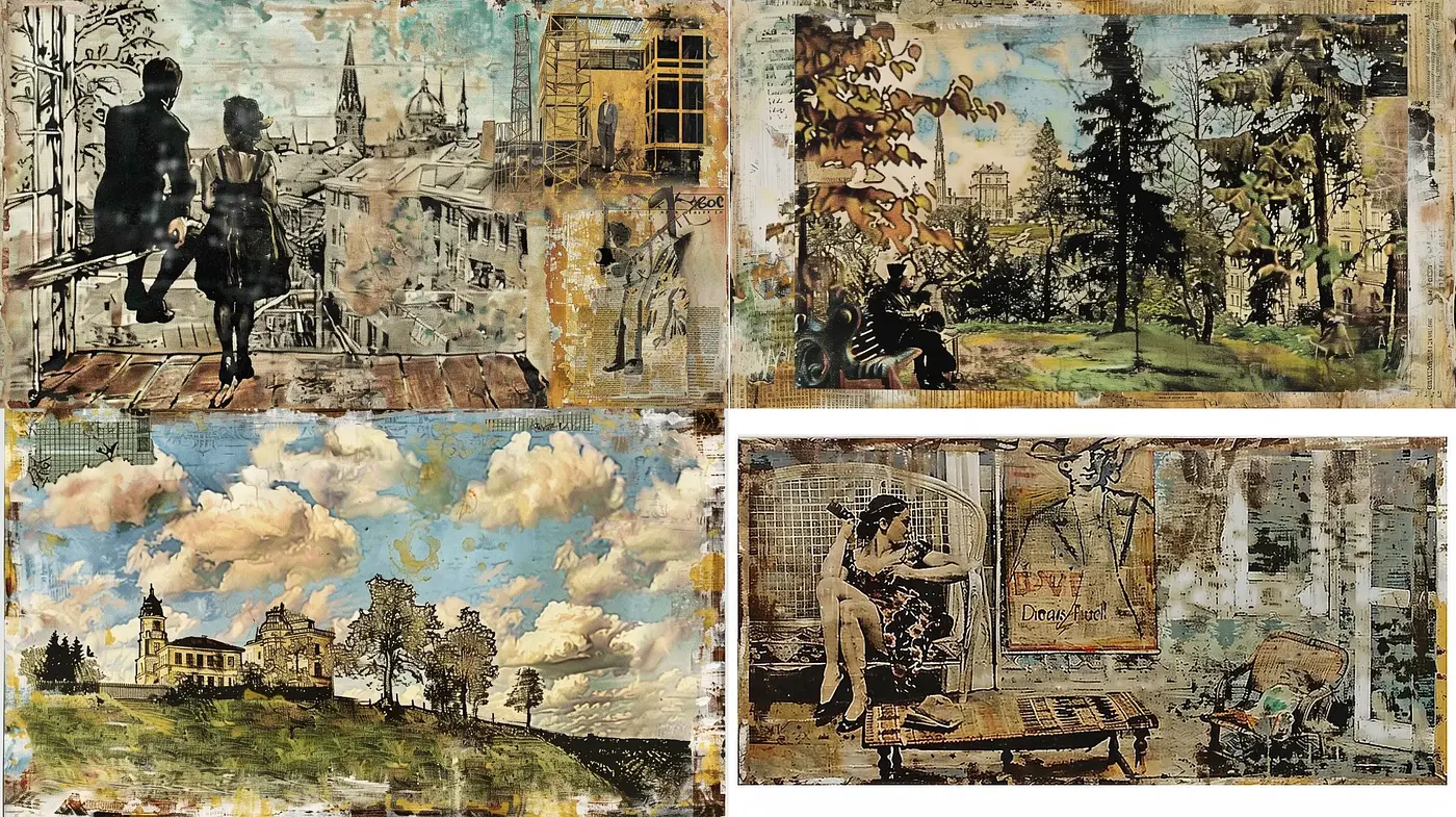 Nostalgic Collage of Time-Worn Memories - Midjourney sref style