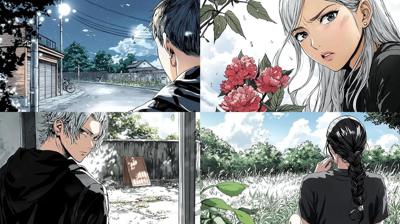 Monochromatic Hues Blending with a Manga Essence - Midjourney sref style