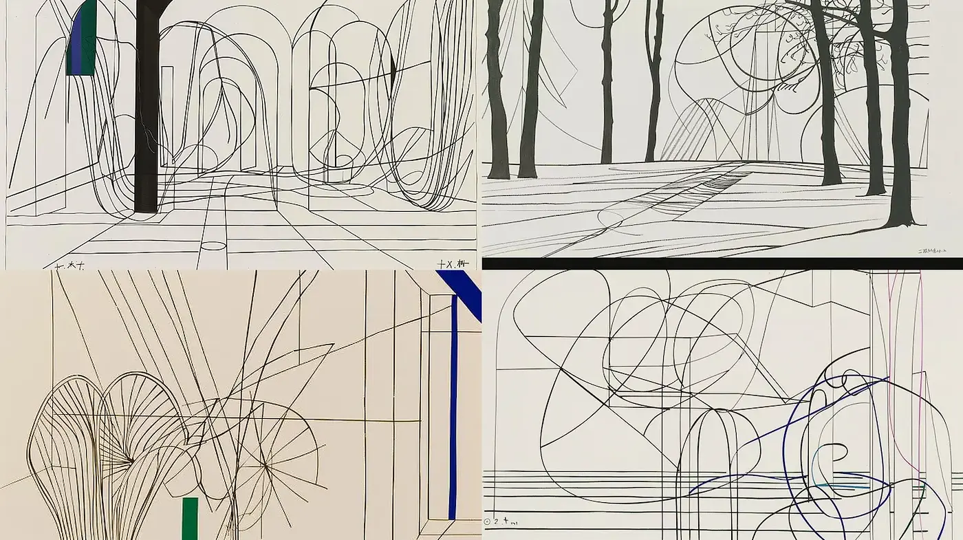 Geometric Abstraction with Organic Elements in a Minimalist Context - Midjourney sref style