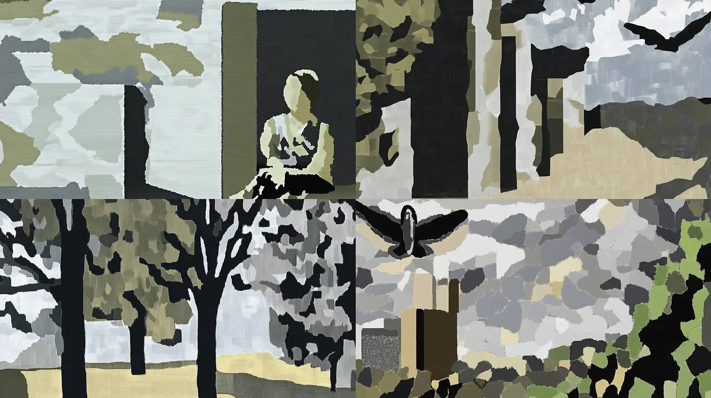 Abstract Natural Landscapes and Figures with Monochromatic Tones - Midjourney sref style