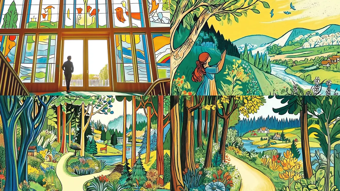 Vibrant Storybook Countryside: An Homage to Classic Animation and Folk Art - Midjourney sref style