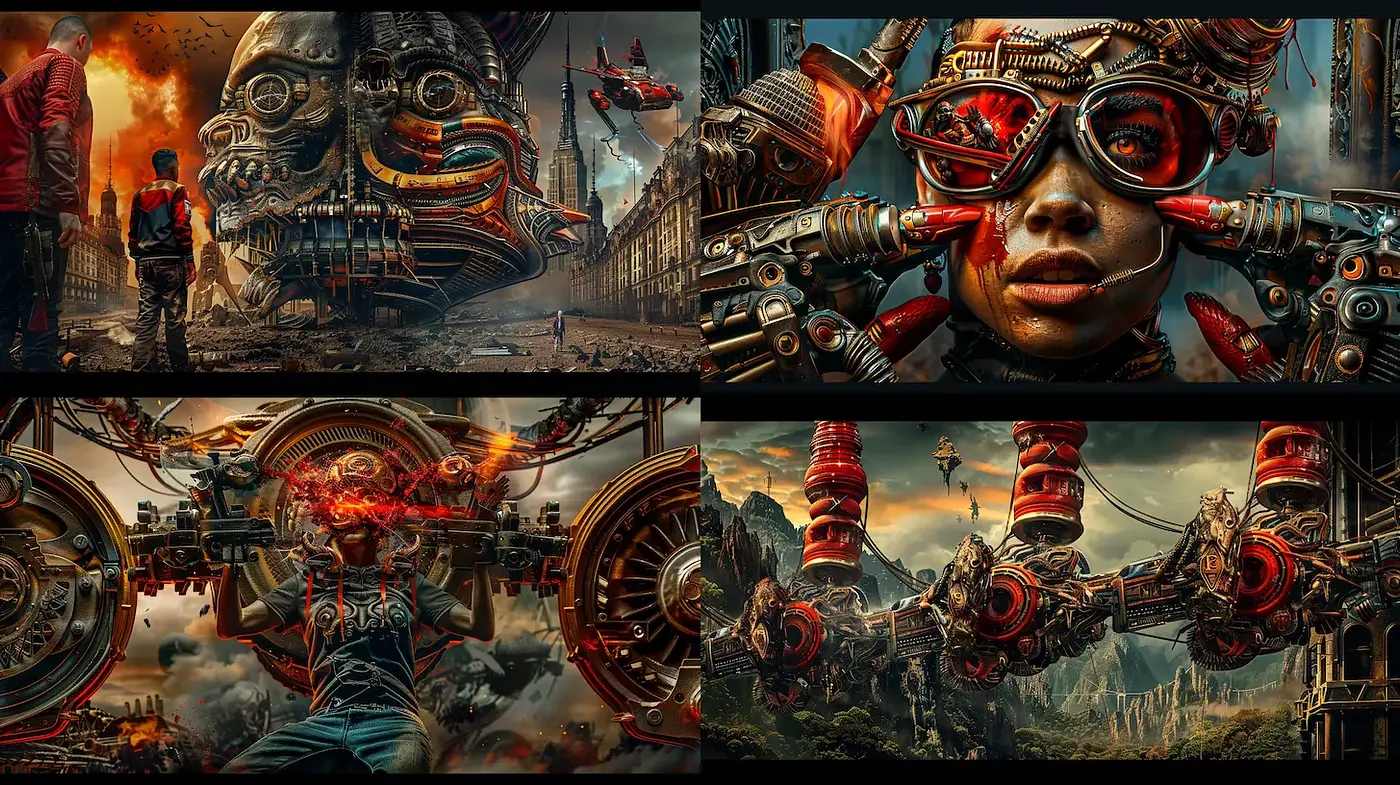 Futuristic Mechanical Urban Dystopia with Steampunk Influences - Midjourney sref style