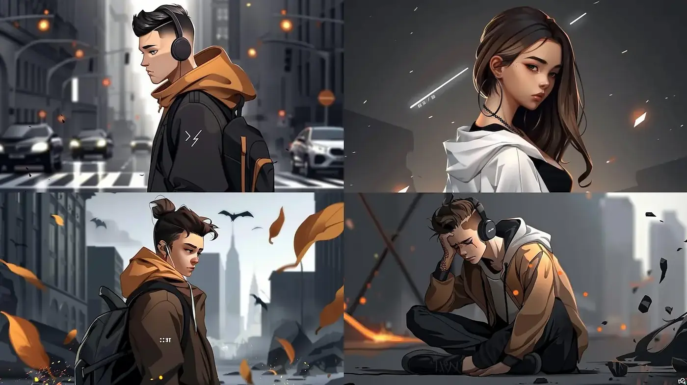 Dynamic urban portraiture with a contemporary aesthetic - Midjourney sref style