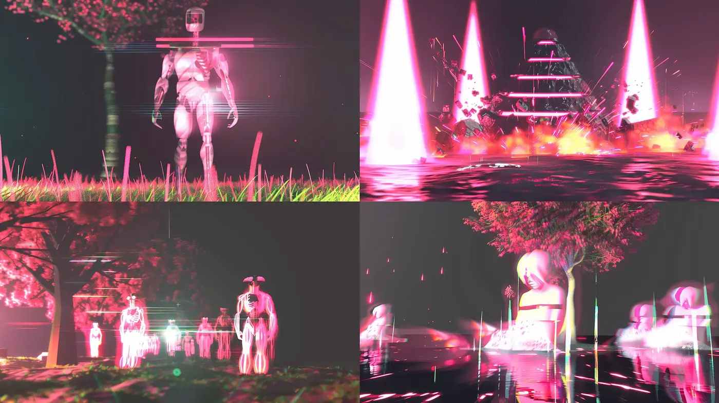 Neon Dreamscape: A Luminous Synthesis of Digital Surrealism - Midjourney sref style