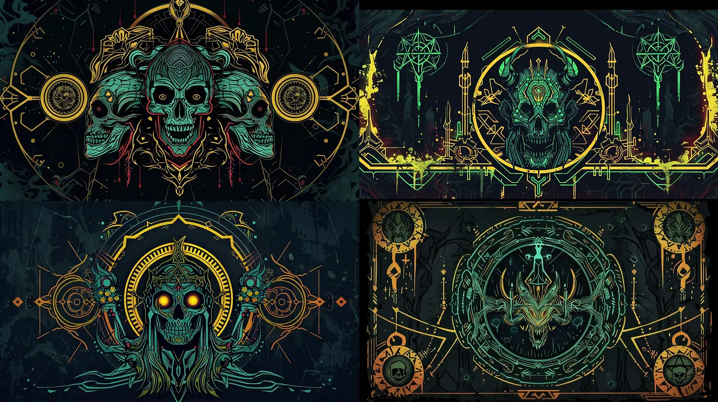 Ethereal Cybernetic Symmetry with Neon Accents - Midjourney sref style