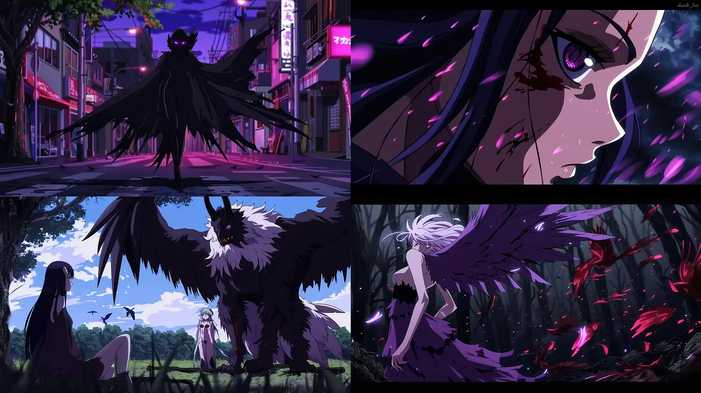 Nocturnal Anime Dreamscape: A Fusion of Vivid Colors and Mysterious Ambiance - Midjourney sref style