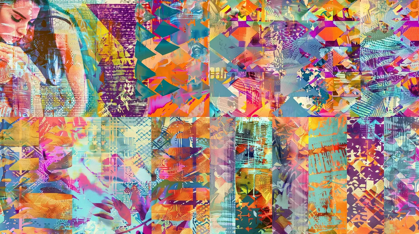 Vibrant Collage of Abstract Expressionism: A Mosaic of Color and Form - Midjourney sref style