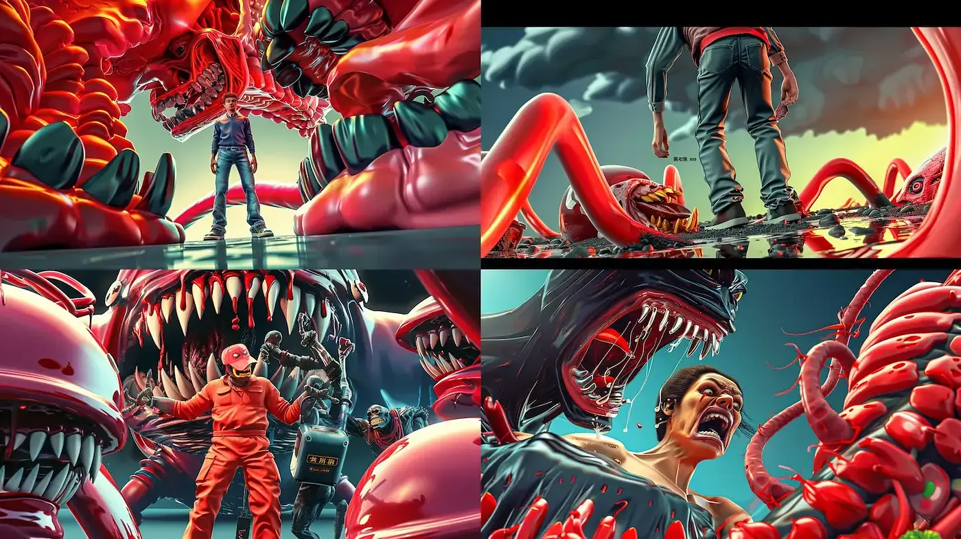 Dynamic and Vibrant Fantasy Art Style with an Element of Surreal Horror - Midjourney sref style