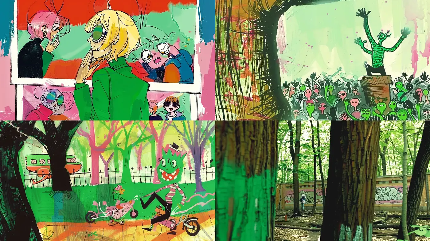 Expressionist Eclecticism in a Playful Cartoon Style - Midjourney sref style