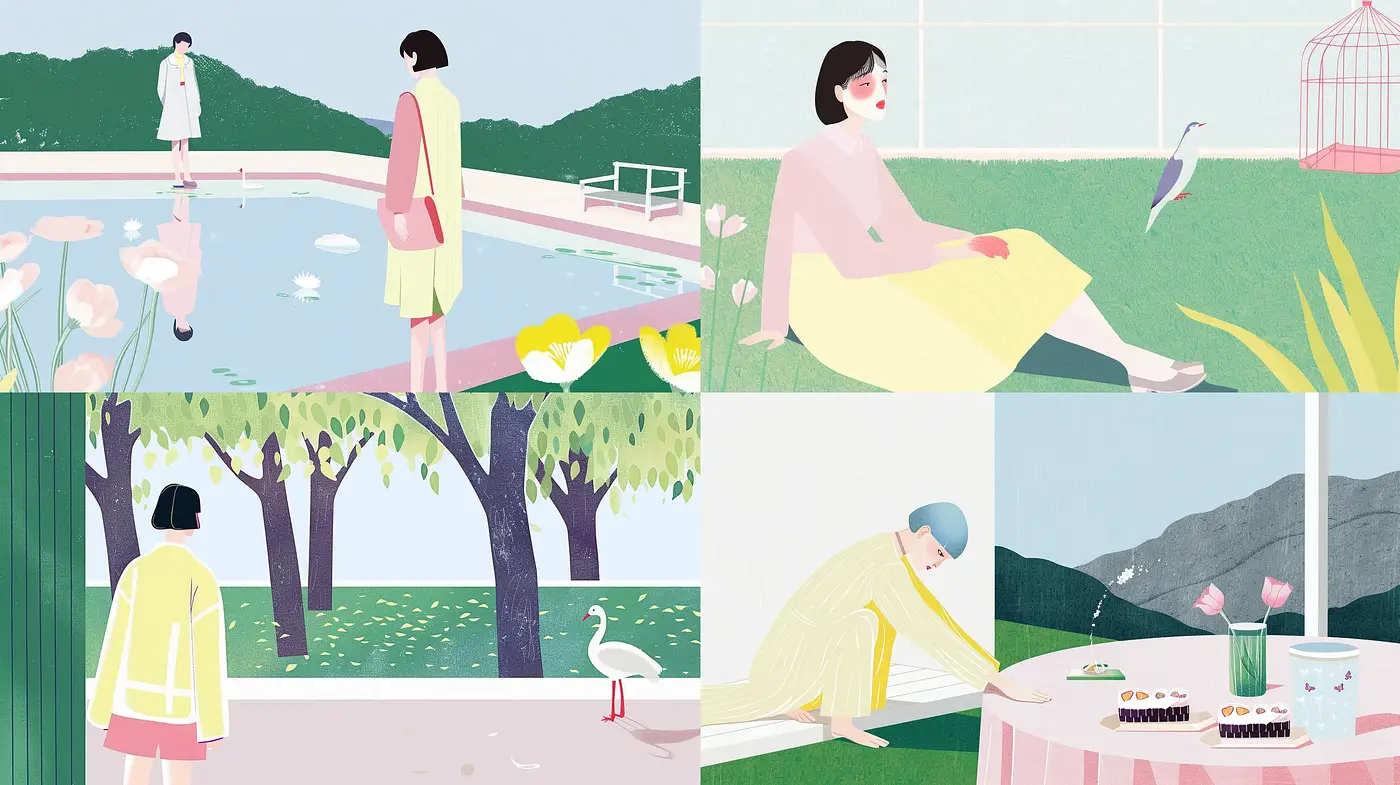 Serenity in Pastel: A Contemporary Interpretation of Modernist Simplicity - Midjourney sref style
