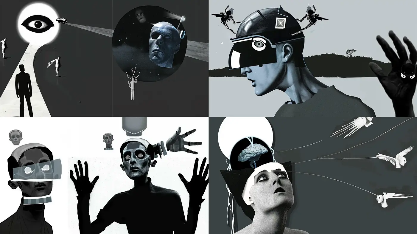 Monochromatic Dreamscape of Surreal Science Fiction - Midjourney sref style