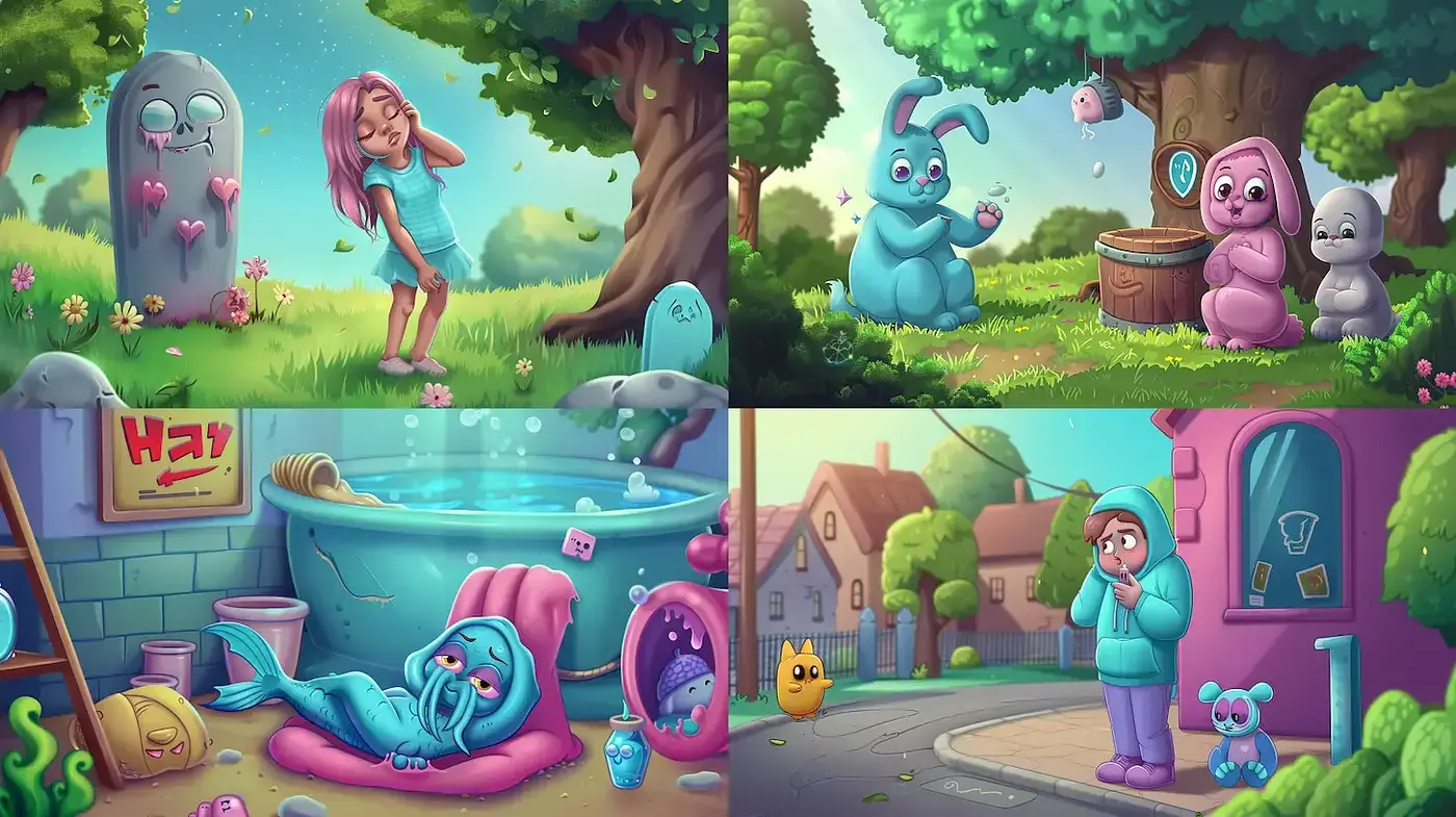 Whimsical and Playful Illustrative Style with Cartoon Elements - Midjourney sref style