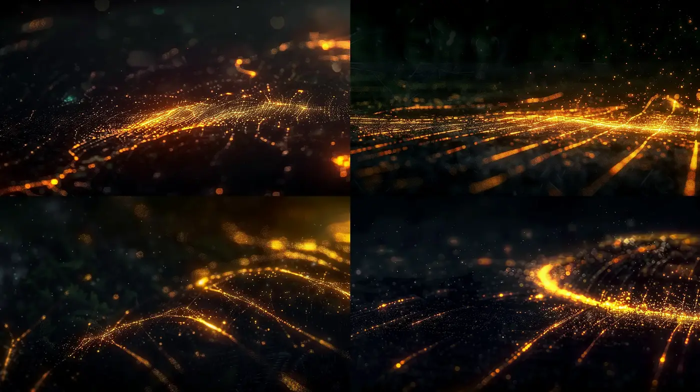 Luminous Veins of the Nocturnal Sphere: A Study in Ambient Glow and Contrast - Midjourney sref style