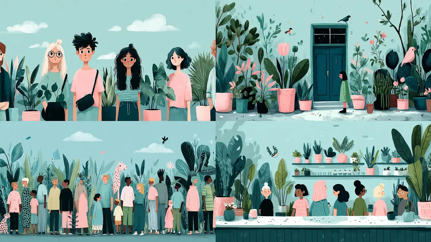 Playful and Lush Illustration with a Lighthearted Atmosphere - Midjourney sref style