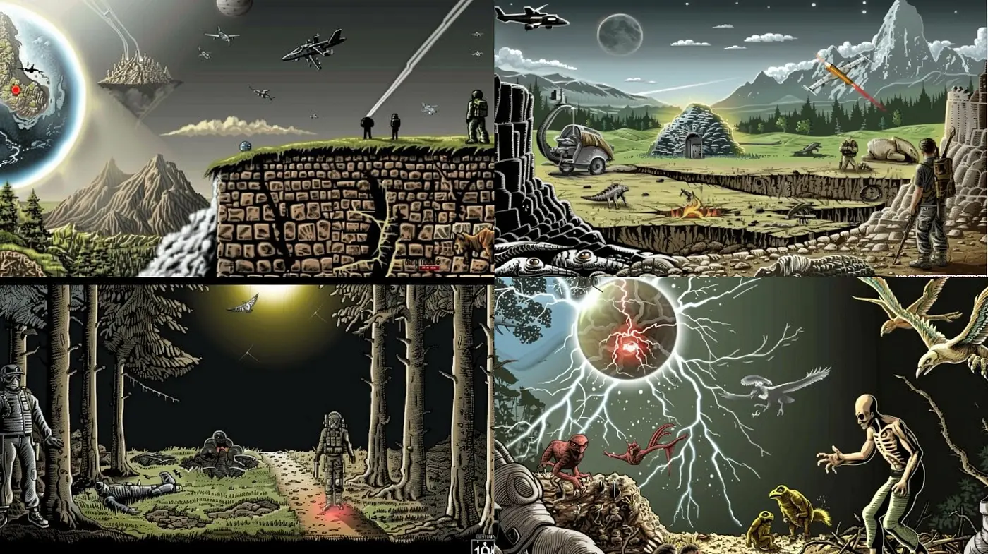 Ethereal Retro Sci-Fi Pixel Dreamscape - Midjourney sref style