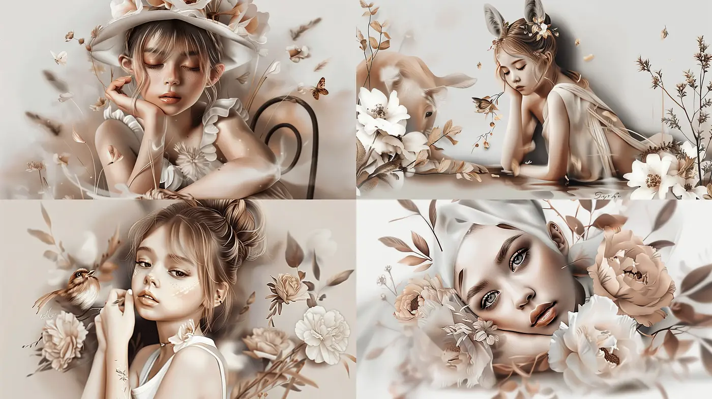 Monochromatic Earth Tones in Soft Surrealist Fantasy - Midjourney sref style
