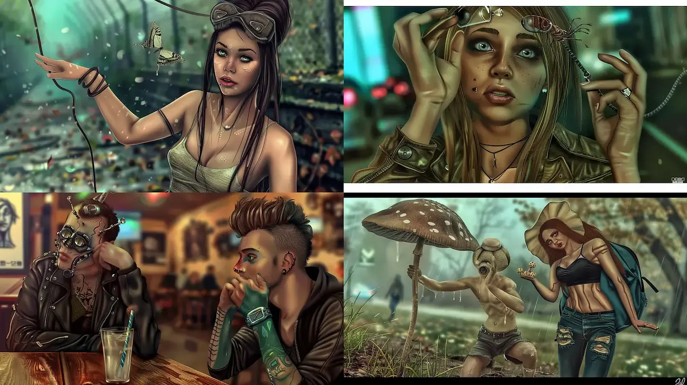 Bold and Detailed Digital Artwork with a Touch of Surrealism - Midjourney sref style
